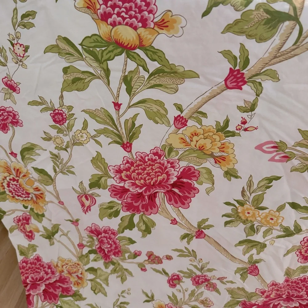 Pottery Barn Full/Queen Duvet Cover & 2 Shams | Floral Pinks Yellow Green